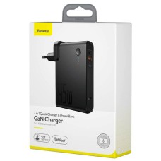 СЗУ-адаптер Baseus Power Station 2in1 Q.C. (1Type-C / 1USB) 10000mAh 45W + EU адаптер (Чёрный)